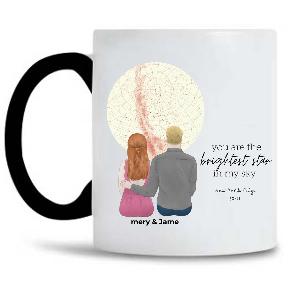 Custom Mugs. Thoughty Gift Personalized Mugs. Start Map Design Mugs. Meaningful Gifts for Couplese