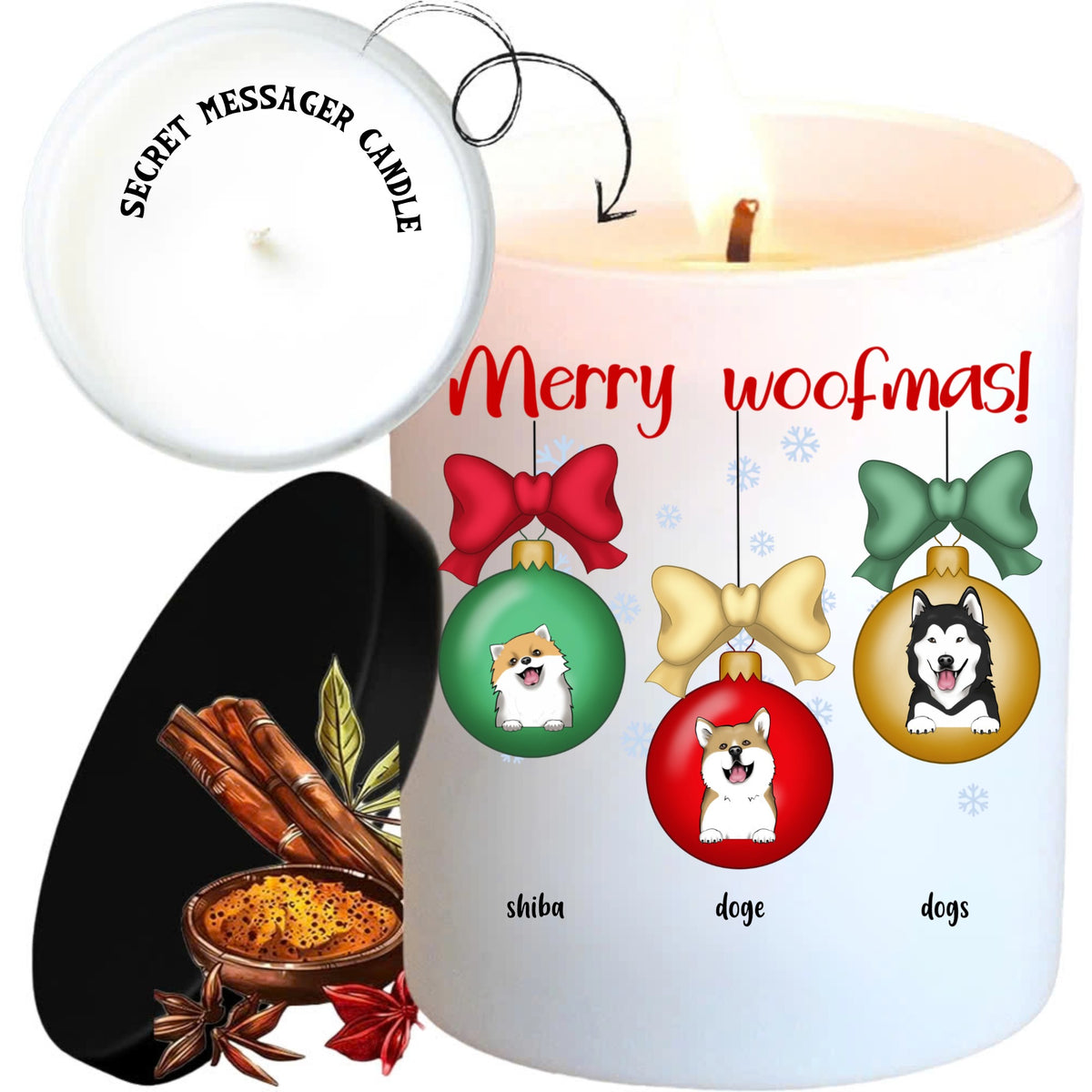 Personalized scented candles, personalized christmas scented candles, christmas gifts dogs, size 12 Oz - burn time up to 40 hours