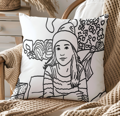 Custom Photo Pillow, Personalized ThoughtyGift Pillow, Custom Photo to Line Drawing, Photo Gift Pillow, Memory Foam Pillow, Personalized Gift, Custom Cushion