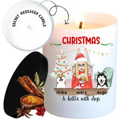 Custom scented candles, custom scented christmas candles, christmas gifts girl dogs, size 12 Oz - burn time up to 40h