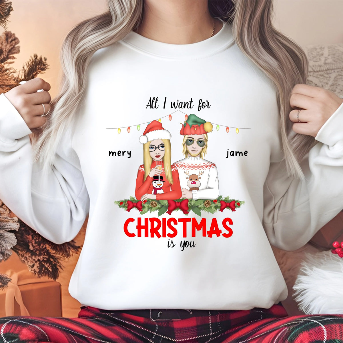 Christmas Custom Name Matching Shirt , Custom Family Christmas Sweatshirt, Personalized Christmas Couple Shirt, Christmas Group Shirt Gift