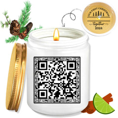 Custom scented candles. ThoughtyGift personalized scented candles with QR code secret message design. Smokeless pure bean wax scented candles - Size 8 Oz, fragrance 35m2