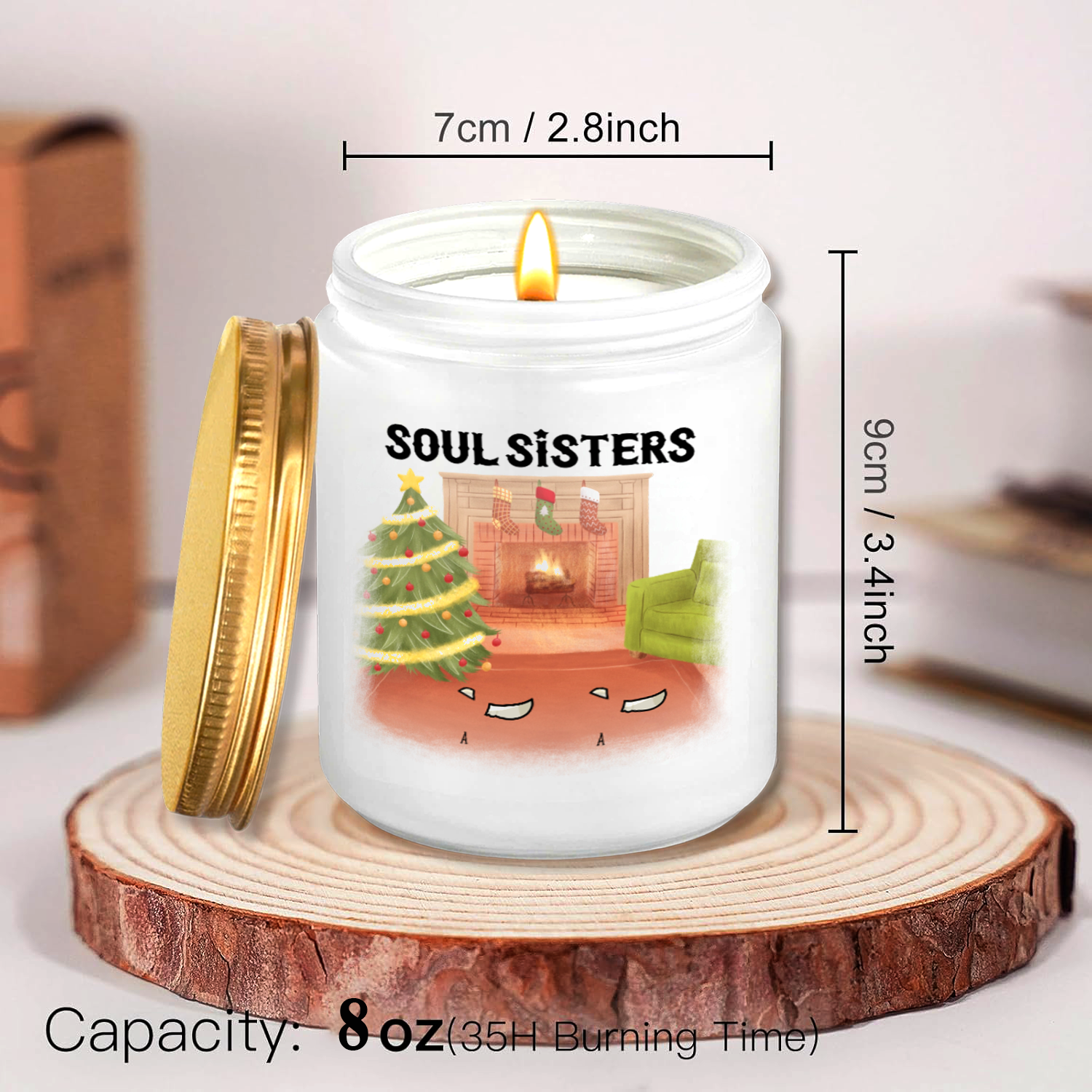 Christmas Candles. ThoughtyGift Personalized Candles. Meaningful Christmas Gifts. Smokeless scented candles, pure bean wax, size 8 Oz - fragrance spreads 35m2