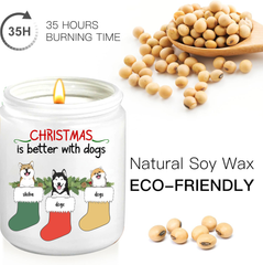 Christmas Candles. ThoughtyGift Personalized Candles. Meaningful Christmas Gifts. Smokeless scented candles, pure bean wax, size 8 Oz - fragrance spreads 35m2