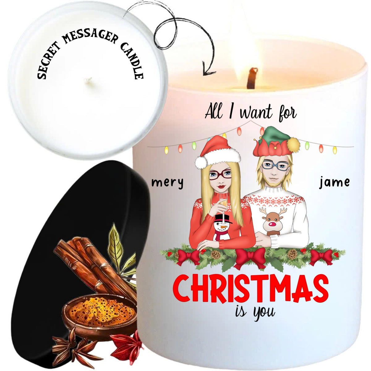 Custom scented candles, custom scented christmas candles, christmas gifts girl and boy, size 12 Oz - burn time up to 40h