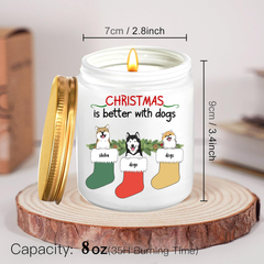 Christmas Candles. ThoughtyGift Personalized Candles. Meaningful Christmas Gifts. Smokeless scented candles, pure bean wax, size 8 Oz - fragrance spreads 35m2