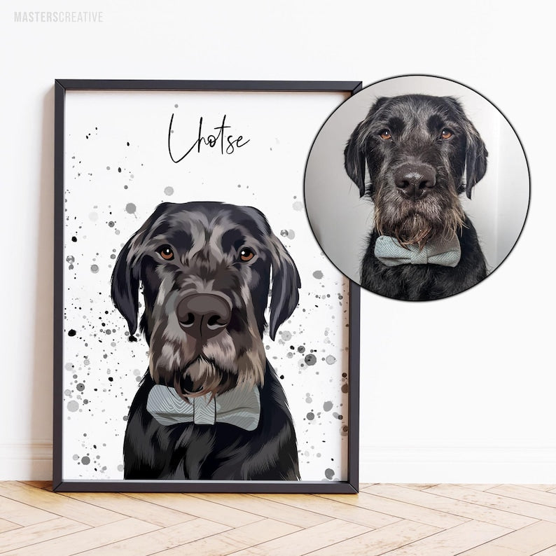 Personalised Dog Portrait, Custom Pet Portrait from Photo, Dog Lover Gift, Pet Memorial Gift, Pet Loss, Custom Pet Wall Art, Pet Gift Ideas