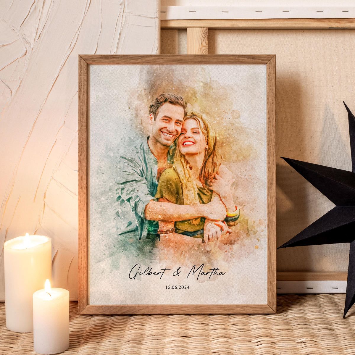 Personalised Wedding Portrait, Painting from Photo, Custom Watercolour Print, Couple Anniversary, Handmade Illustration, Gift Her Him [fbk]