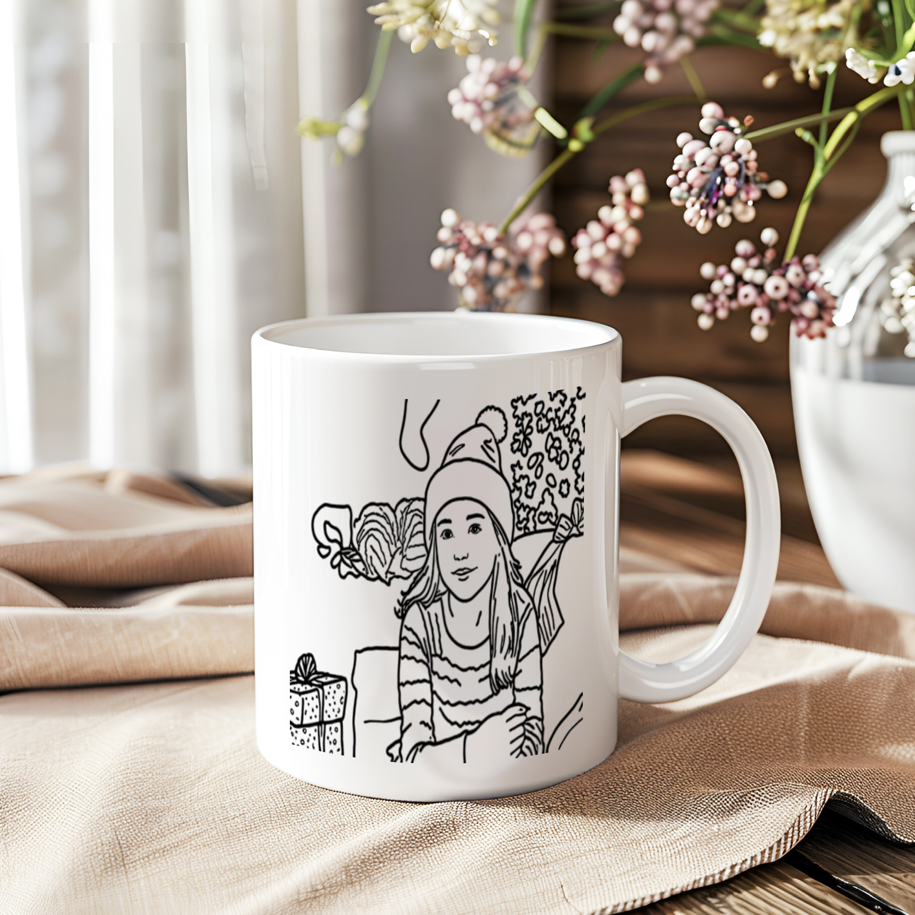 Custom Mugs. Custom Line Art Portraits From Photos, Personalized Portraits, Gifts for Her, Digital Drawings, Family Illustrations, Wedding Gifts, Gifts for Him