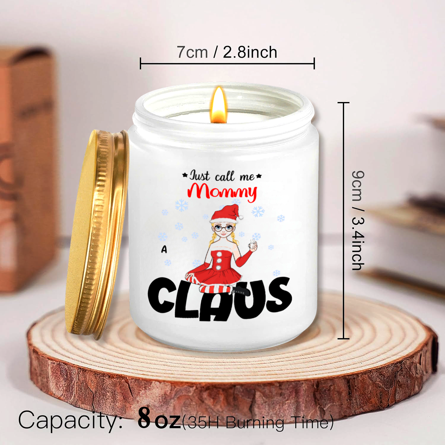 Christmas Candles. ThoughtyGift Personalized Candles. Meaningful Christmas Gifts. Smokeless scented candles, pure bean wax, size 8 Oz - fragrance spreads 35m2